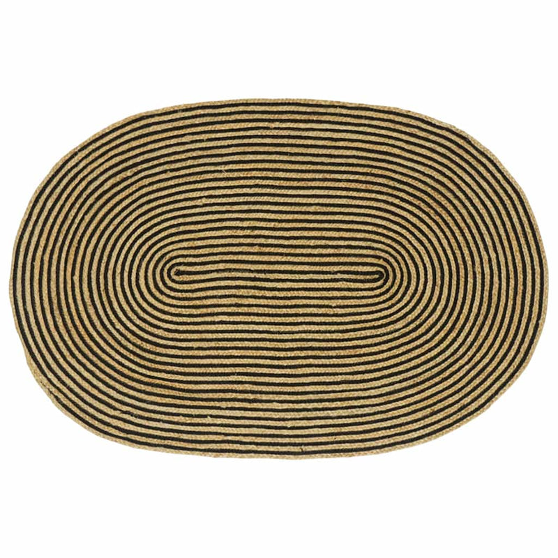 Load image into Gallery viewer, Vidaxl vloerkleed natuurlijk en zwart 122 x 183 cm jute
