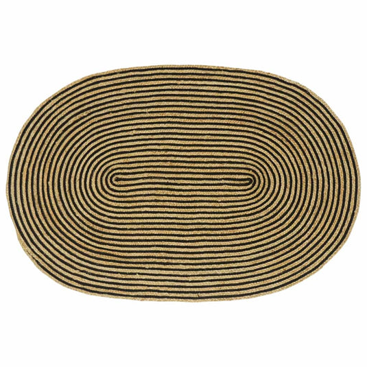 Vidaxl vloerkleed natuurlijk en zwart 122 x 183 cm jute