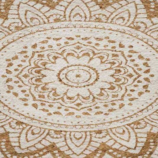 Vidaxl jute tapijt bloemen naturel 100 x 152 cm jute