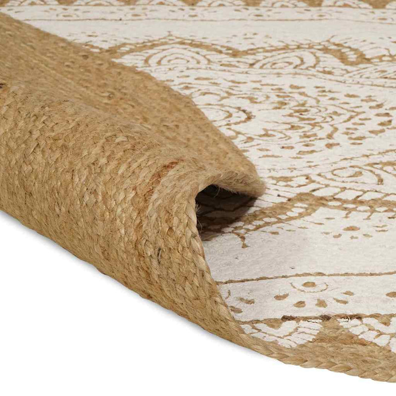 Load image into Gallery viewer, Vidaxl jute tapijt bloemen naturel 122 x 183 cm jute
