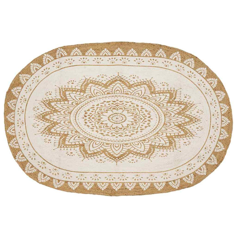 Load image into Gallery viewer, Vidaxl jute tapijt bloemen naturel 205 x 305 cm jute
