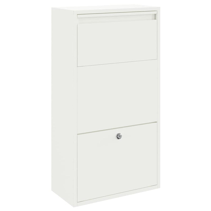 Load image into Gallery viewer, Vidaxl pakket inwerp box met opslag met slot wit 44 x 22 x 82 cm staal
