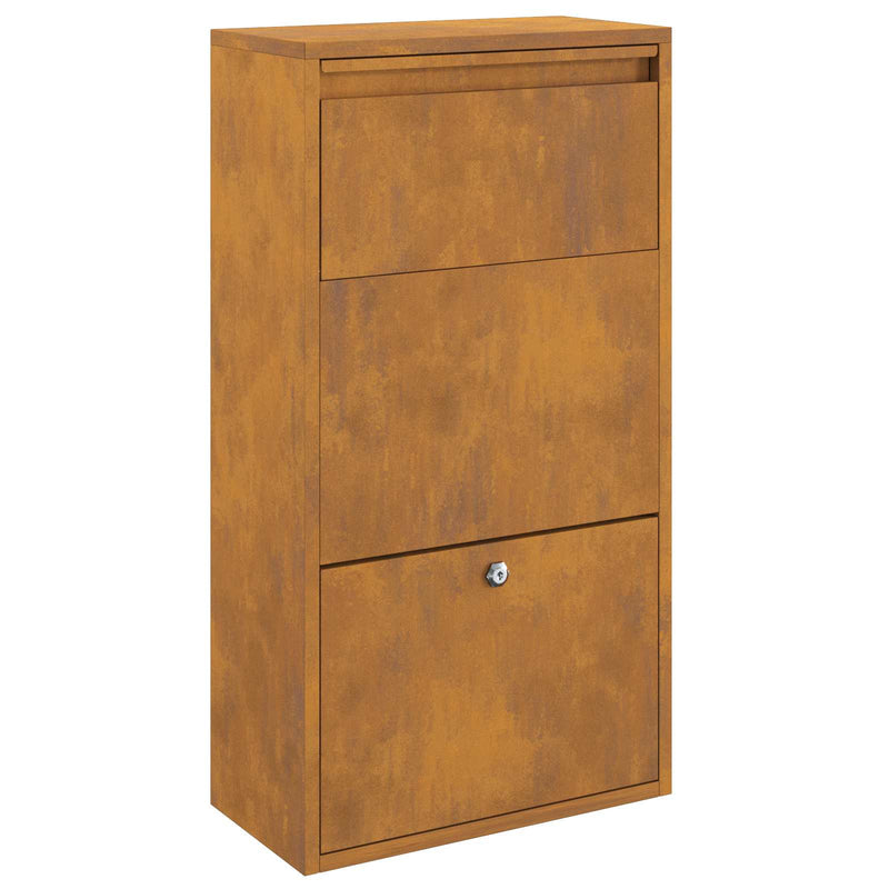 Load image into Gallery viewer, Vidaxl pakket inwerp box met slot roestig 44 x 22 x 82 cm cortenstaal
