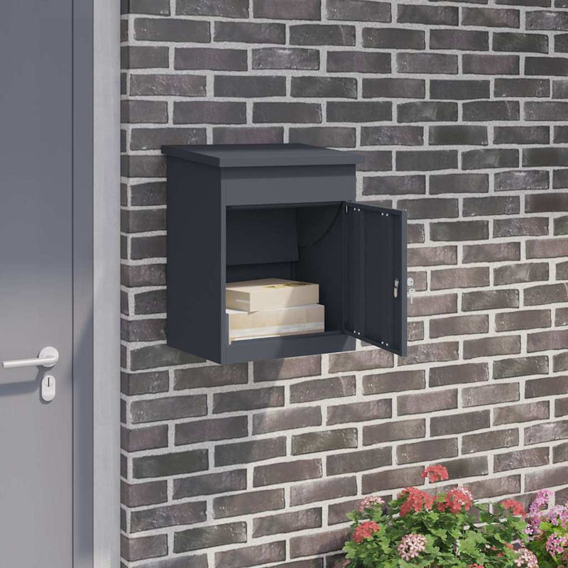 Load image into Gallery viewer, Vidaxl pakket inwerp box met opslag antraciet 47,5 x 38 x 59 cm staal
