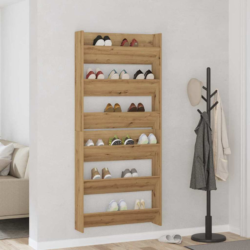 Load image into Gallery viewer, Vidaxl schoenenkast 2 pcs artisan eiken 85 x 18 x 90 cm bewerkt hout
