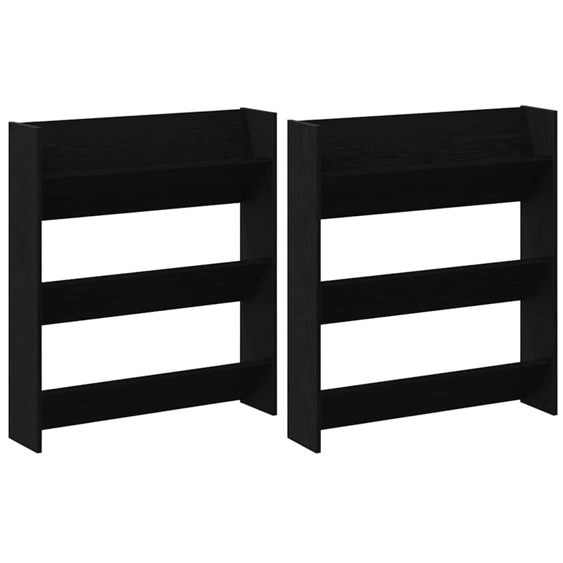 Load image into Gallery viewer, Vidaxl schoenenkast 2 pcs zwart eiken 85 x 18 x 90 cm bewerkt hout
