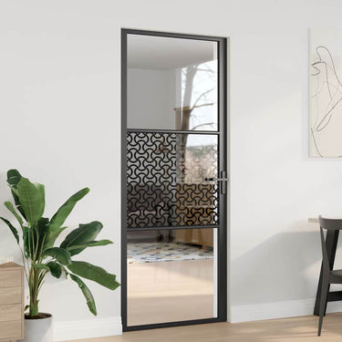 Vidaxl glazen deur fretwerk zwart 76 x 3.5 x 201.5 cm aluminium