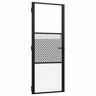 Vidaxl glazen deur fretwerk zwart 76 x 3.5 x 201.5 cm aluminium