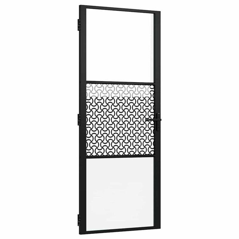 Load image into Gallery viewer, Vidaxl glazen deur fretwerk zwart 76 x 3.5 x 201.5 cm aluminium
