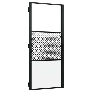 Vidaxl glazen deur fretwerk zwart 76 x 3.5 x 201.5 cm aluminium
