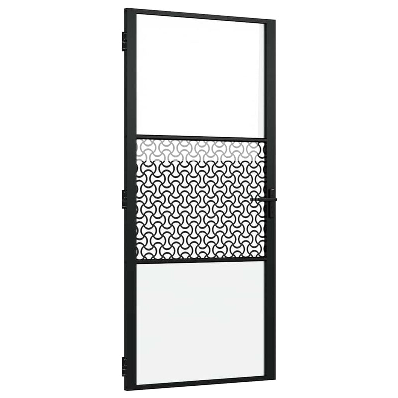 Load image into Gallery viewer, Vidaxl glazen deur fretwerk zwart 76 x 3.5 x 201.5 cm aluminium
