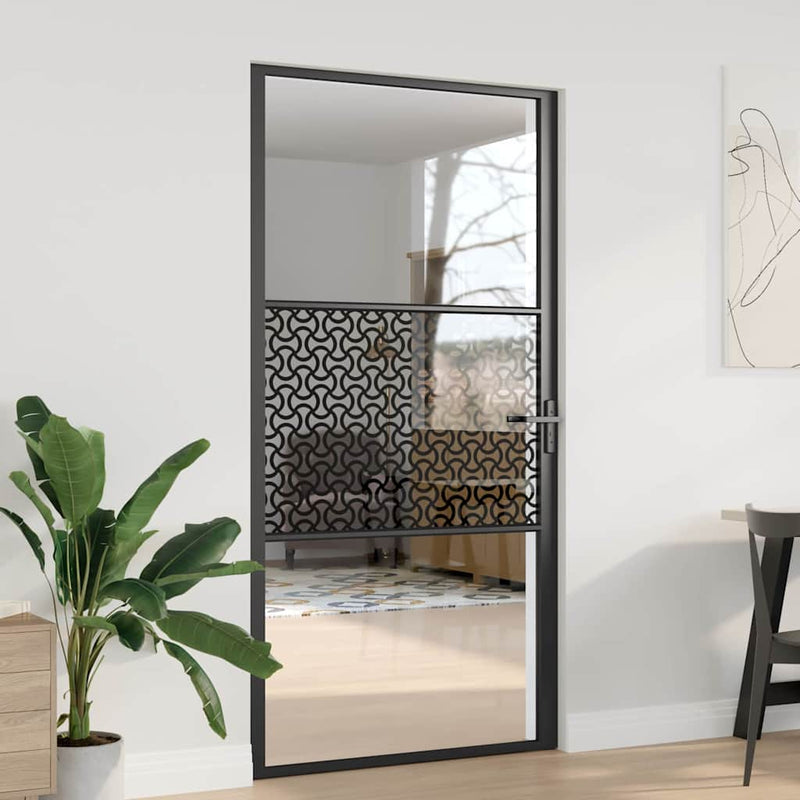 Load image into Gallery viewer, Vidaxl glazen deur fretwerk zwart 76 x 3.5 x 201.5 cm aluminium
