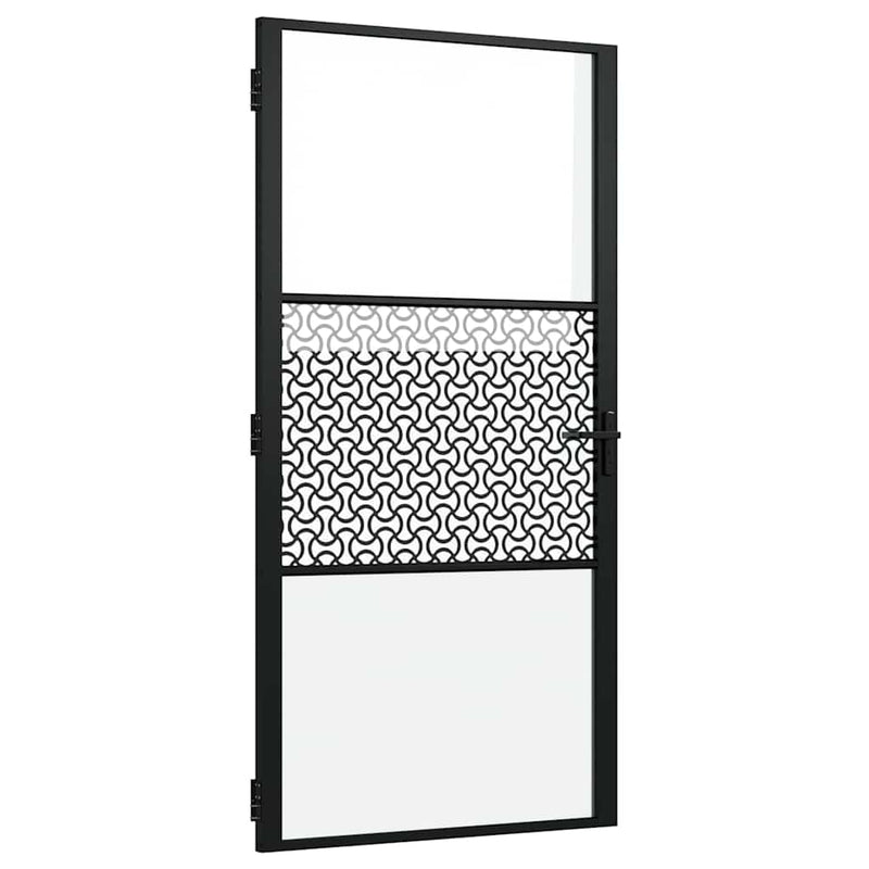 Load image into Gallery viewer, Vidaxl glazen deur fretwerk zwart 76 x 3.5 x 201.5 cm aluminium
