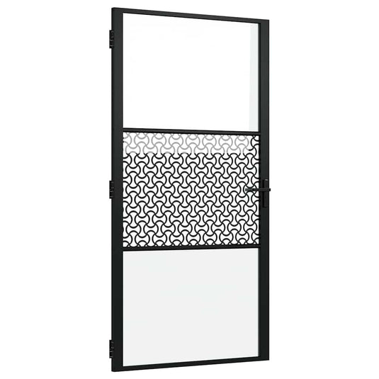 Vidaxl glazen deur fretwerk zwart 76 x 3.5 x 201.5 cm aluminium