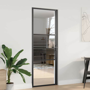 Vidaxl glazen deur gestreept zwart 76 x 3.5 x 201.5 cm aluminium