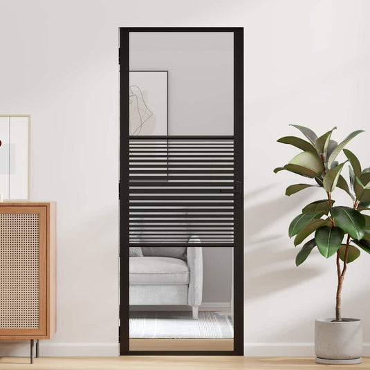 Vidaxl glazen deur gestreept zwart 76 x 3.5 x 201.5 cm aluminium