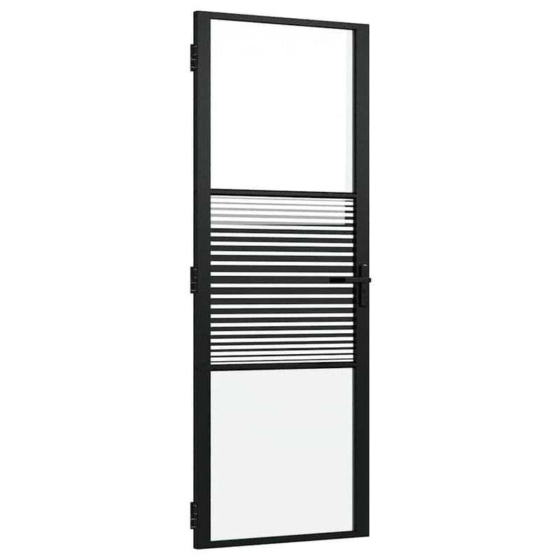 Load image into Gallery viewer, Vidaxl glazen deur gestreept zwart 76 x 3.5 x 201.5 cm aluminium
