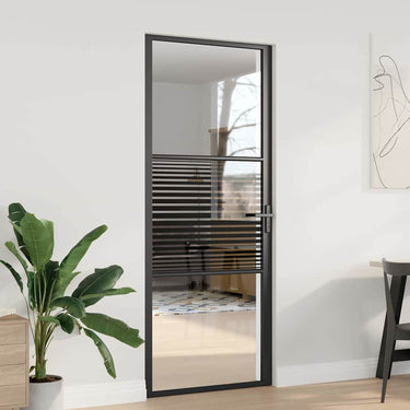 Vidaxl glazen deur gestreept zwart 76 x 3.5 x 201.5 cm aluminium