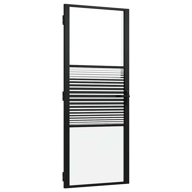 Load image into Gallery viewer, Vidaxl glazen deur gestreept zwart 76 x 3.5 x 201.5 cm aluminium
