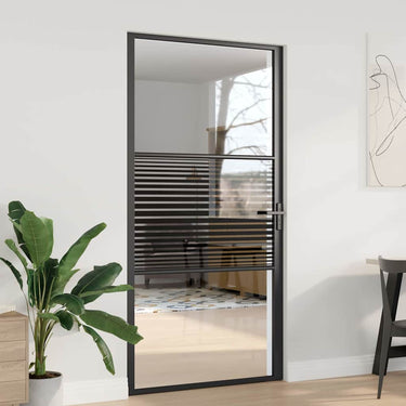 Vidaxl glazen deur gestreept zwart 76 x 3.5 x 201.5 cm aluminium