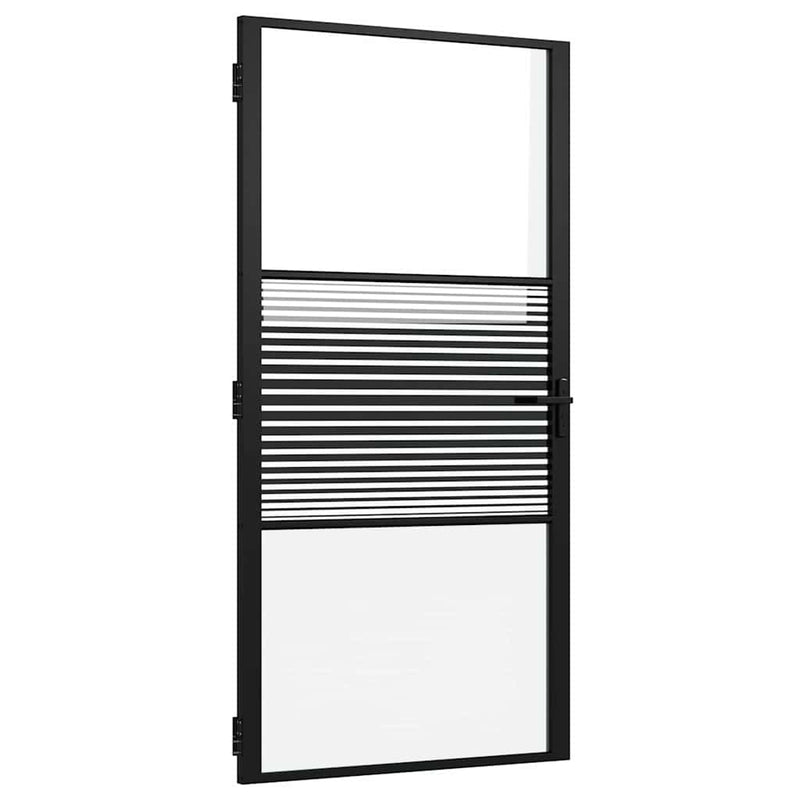 Load image into Gallery viewer, Vidaxl glazen deur gestreept zwart 76 x 3.5 x 201.5 cm aluminium
