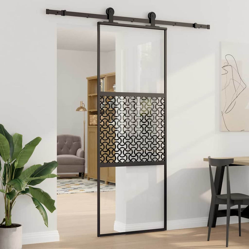 Load image into Gallery viewer, Vidaxl glazen deur fretwerk zwart 90 x 2 x 205 cm aluminium
