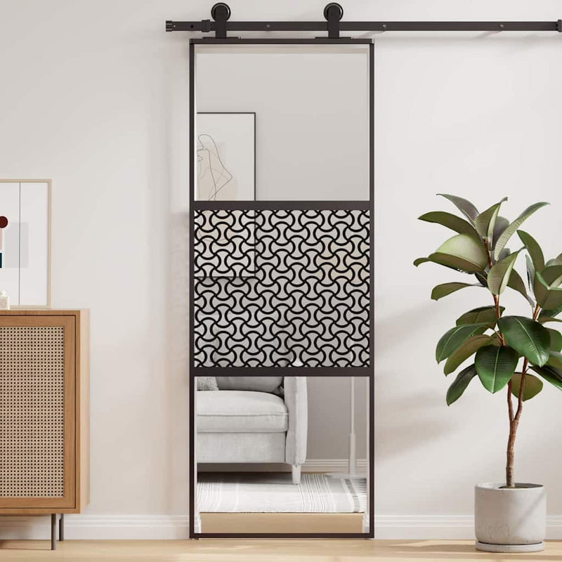 Load image into Gallery viewer, Vidaxl glazen deur fretwerk zwart 90 x 2 x 205 cm aluminium
