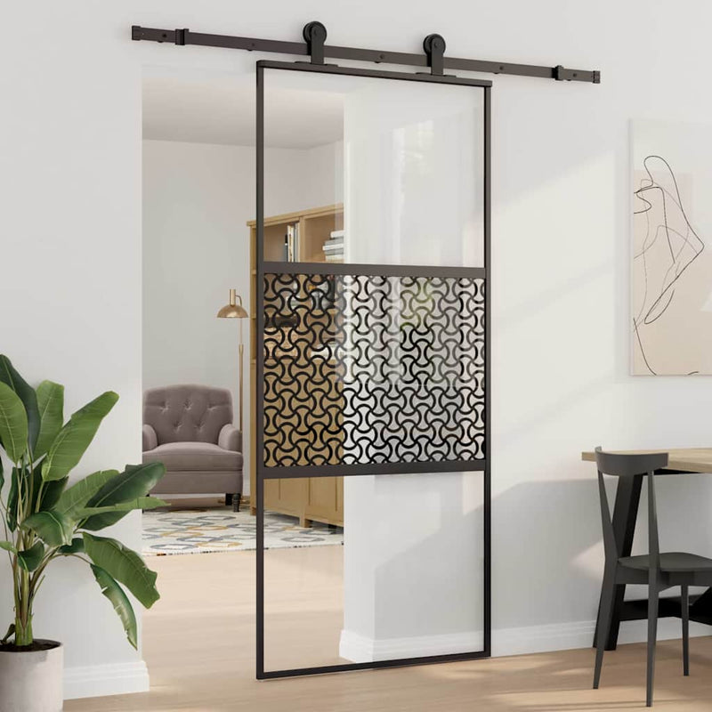 Load image into Gallery viewer, Vidaxl glazen deur fretwerk zwart 90 x 2 x 205 cm aluminium
