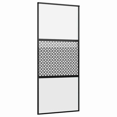 Vidaxl glazen deur fretwerk zwart 90 x 2 x 205 cm aluminium