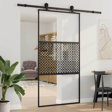 Vidaxl glazen deur fretwerk zwart 90 x 2 x 205 cm aluminium