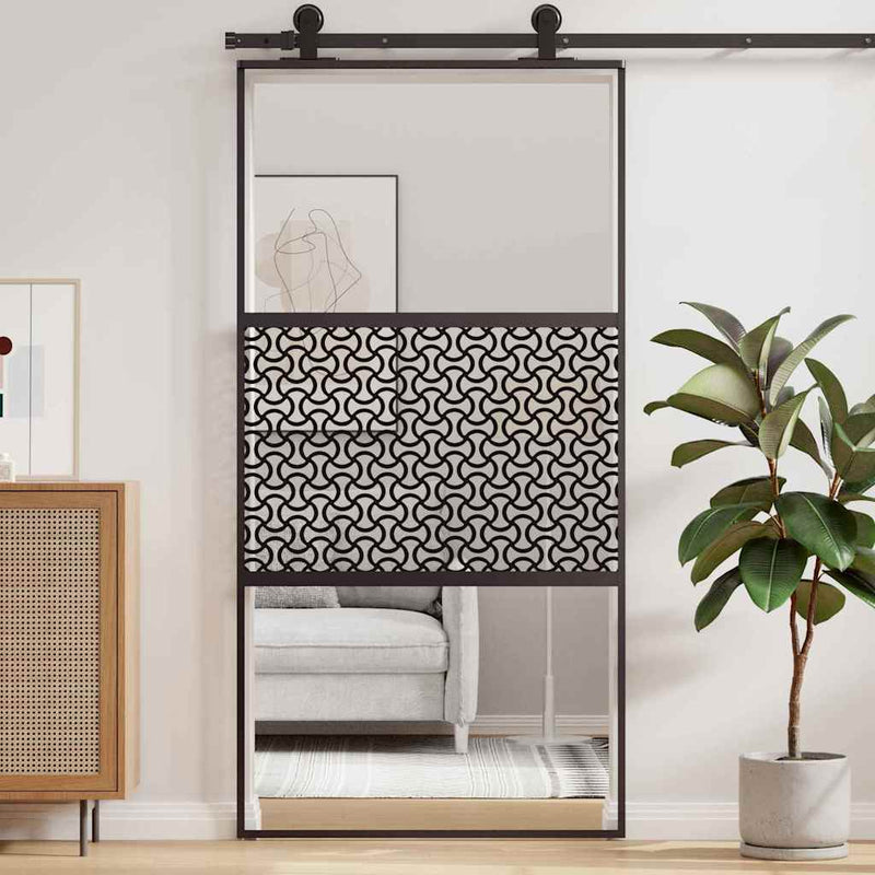 Load image into Gallery viewer, Vidaxl glazen deur fretwerk zwart 90 x 2 x 205 cm aluminium
