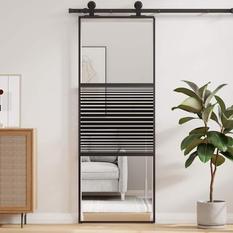 Load image into Gallery viewer, Vidaxl glazen deur gestreept zwart 90 x 2 x 205 cm aluminium

