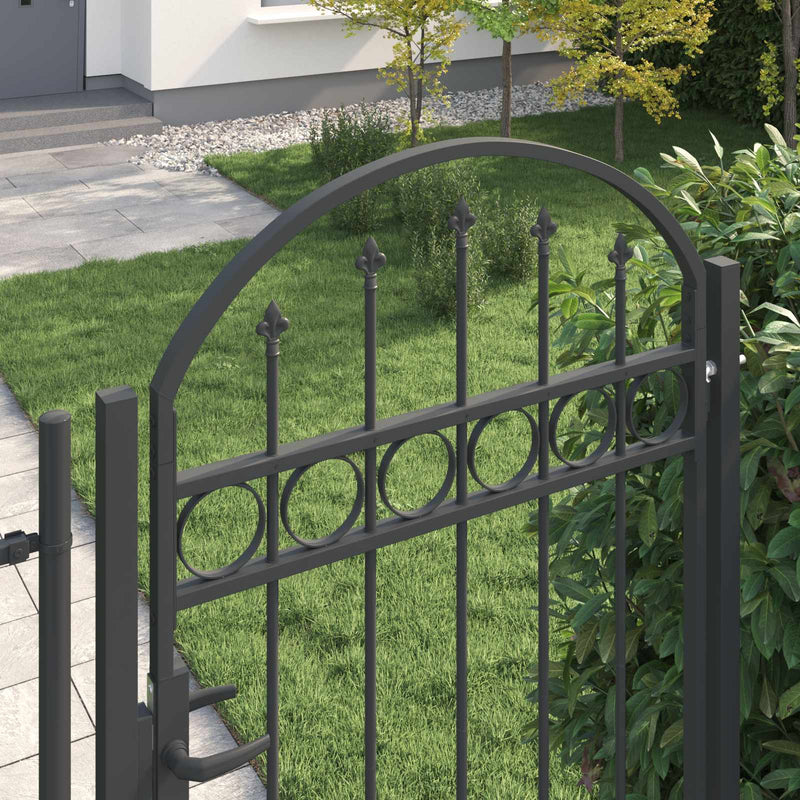 Load image into Gallery viewer, Vidaxl hekpoort met slot grijs 100 x 195 cm gepoedercoat staal
