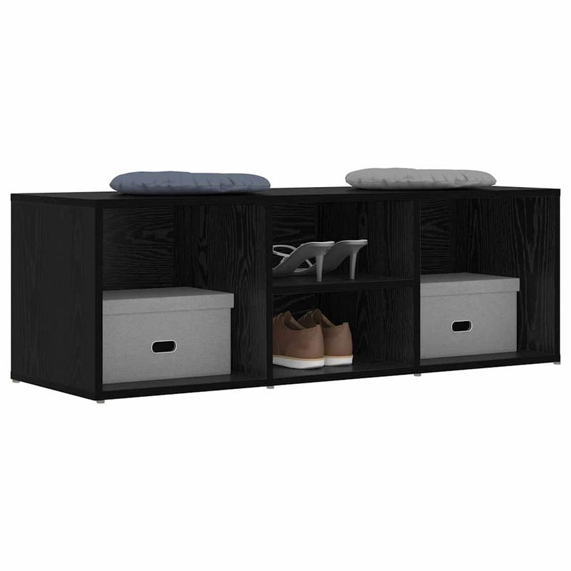 Load image into Gallery viewer, Vidaxl schoenenbank zwart eiken 102 x 35 x 35 cm bewerkt hout
