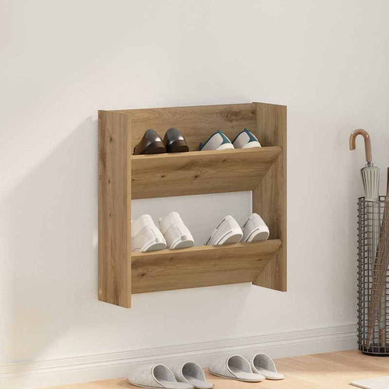 Load image into Gallery viewer, Vidaxl schoenenkast artisan eiken 60 x 18 x 60 cm bewerkt hout
