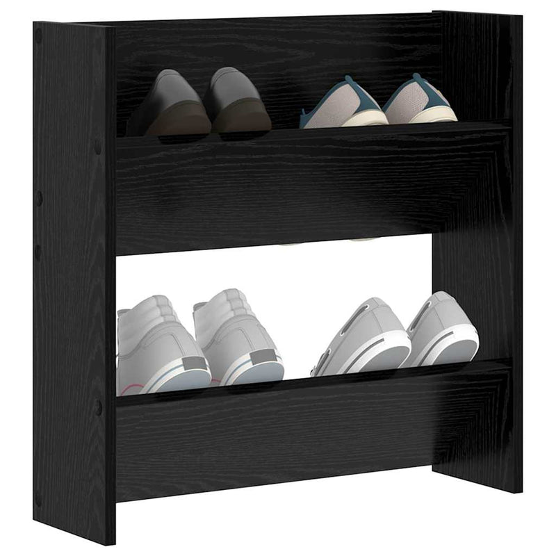 Load image into Gallery viewer, Vidaxl schoenenkast met plank zwart eiken 60 x 18 x 60 cm bewerkt hout
