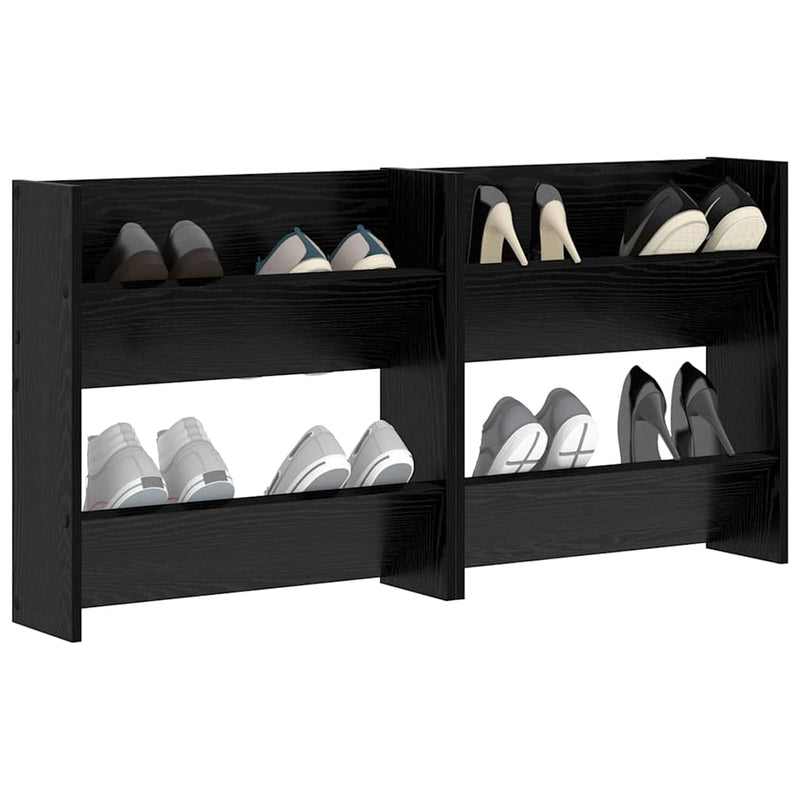 Load image into Gallery viewer, Vidaxl schoenenkast 2 pcs zwart eiken 60 x 18 x 60 cm bewerkt hout
