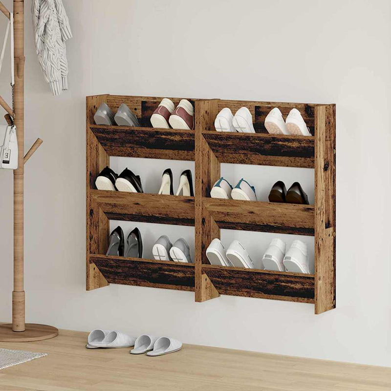 Load image into Gallery viewer, Vidaxl schoenenkast 2 pcs oudhout 60 x 18 x 90 cm bewerkt hout
