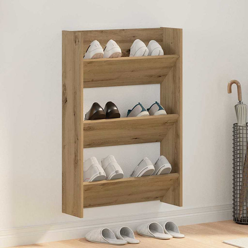 Load image into Gallery viewer, Vidaxl schoenenkast artisan eiken 60 x 18 x 90 cm bewerkt hout
