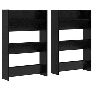 Vidaxl schoenenkast 2 pcs zwart eiken 60 x 18 x 90 cm bewerkt hout