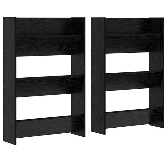 Vidaxl schoenenkast 2 pcs zwart eiken 60 x 18 x 90 cm bewerkt hout