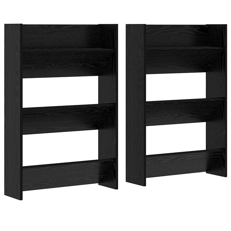 Load image into Gallery viewer, Vidaxl schoenenkast 2 pcs zwart eiken 60 x 18 x 90 cm bewerkt hout
