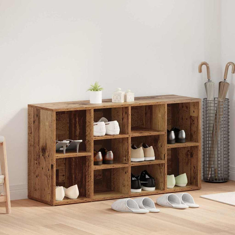 Load image into Gallery viewer, Vidaxl schoenenbank met plank oudhout 103 x 30 x 54,5 cm bewerkt hout
