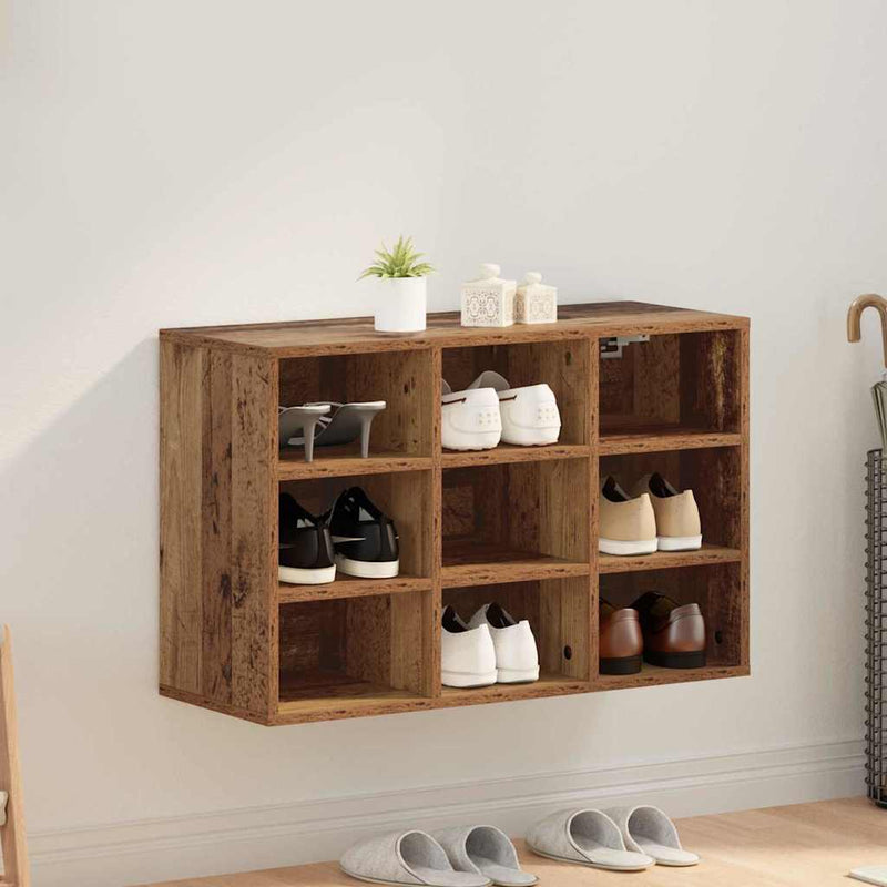Load image into Gallery viewer, Vidaxl schoenenkast met plank oudhout 77,5 x 30 x 51 cm bewerkt hout
