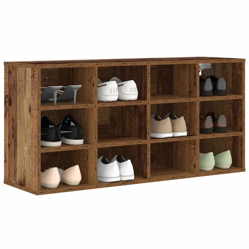 Load image into Gallery viewer, Vidaxl schoenenkast met plank oudhout 103 x 30 x 51 cm bewerkt hout
