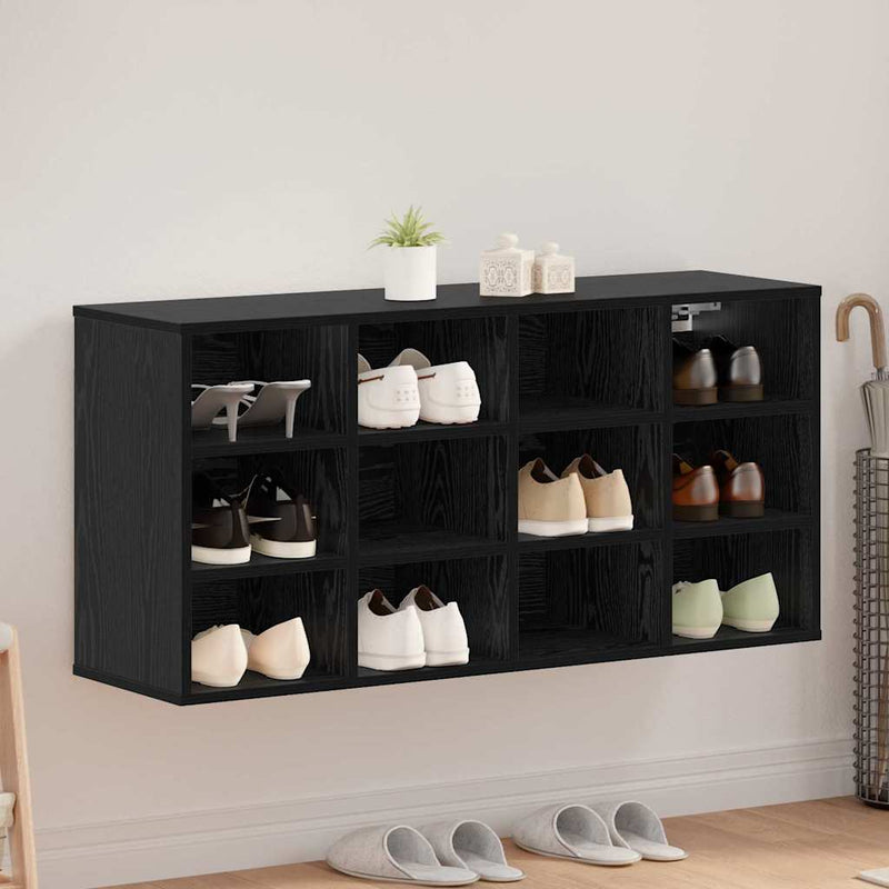 Load image into Gallery viewer, Vidaxl schoenenkast zwart eiken 103 x 30 x 51 cm bewerkt hout
