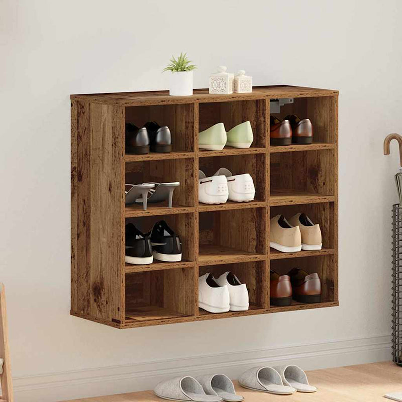 Load image into Gallery viewer, Vidaxl schoenenkast met plank oudhout 77,5 x 30 x 67 cm bewerkt hout
