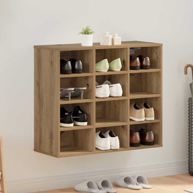 Load image into Gallery viewer, Vidaxl schoenenkast artisan eiken 77,5 x 30 x 67 cm bewerkt hout
