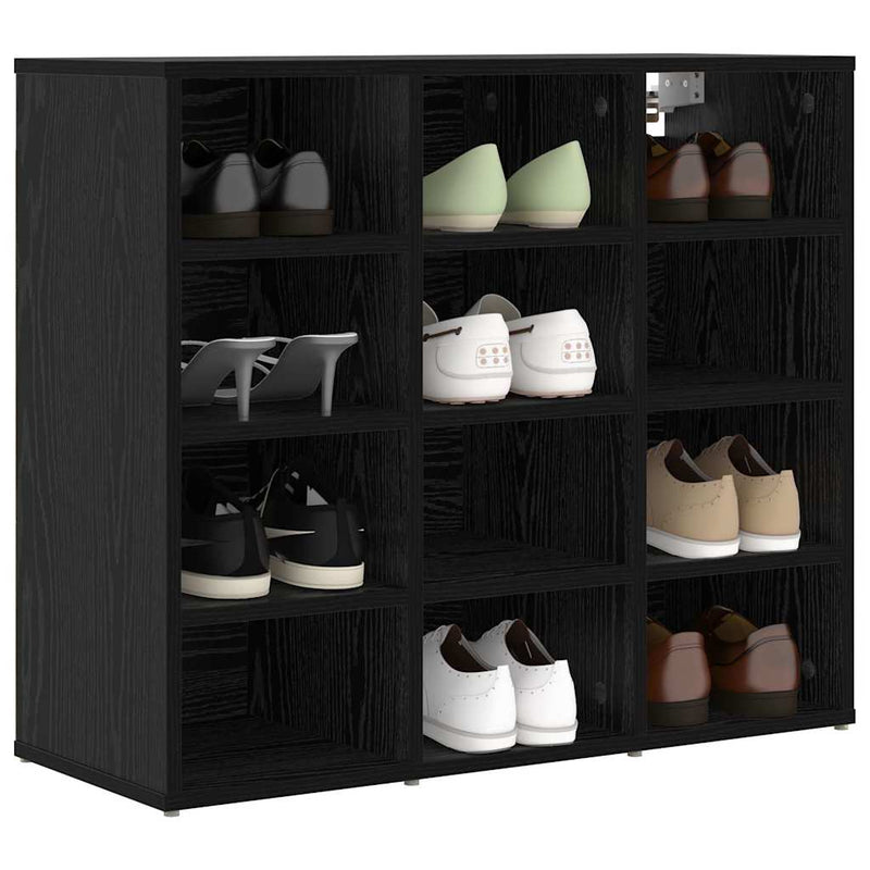 Load image into Gallery viewer, Vidaxl schoenenkast zwart eiken 77,5 x 30 x 67 cm bewerkt hout
