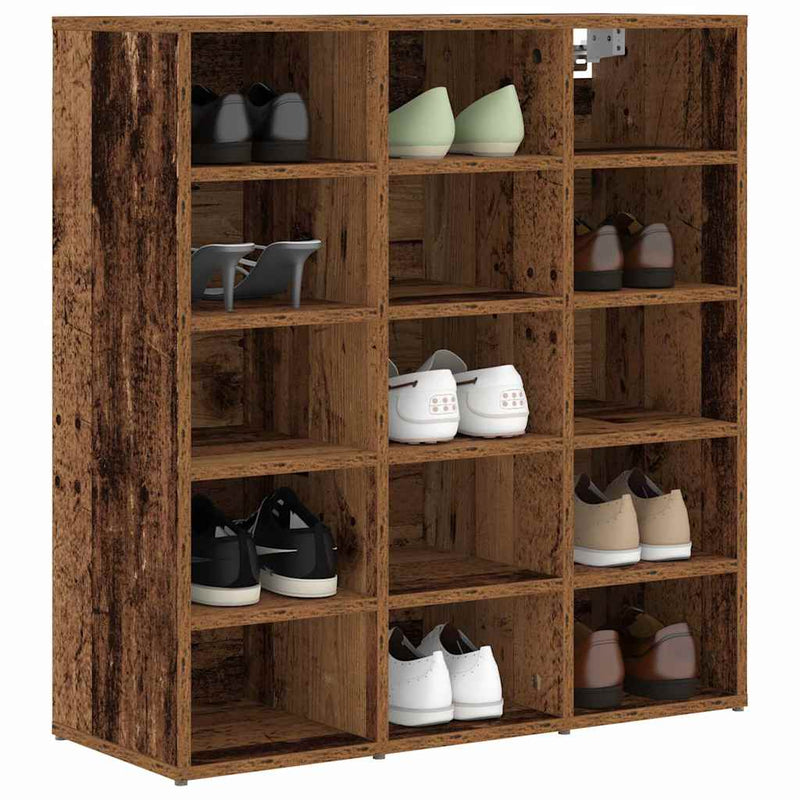 Load image into Gallery viewer, Vidaxl schoenenkast met plank oudhout 77,5 x 30 x 83,5 cm bewerkt hout
